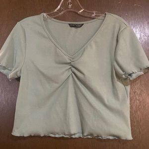 women’s large shein green ribbed crop top